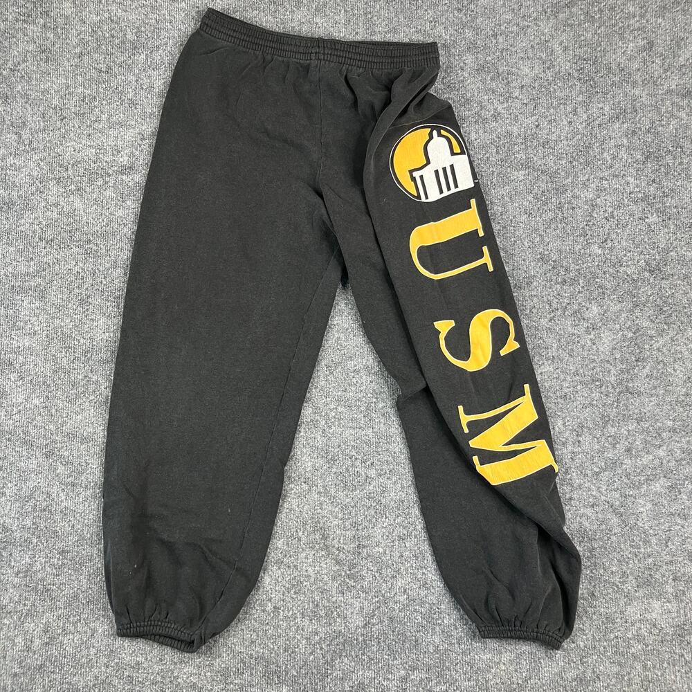 USM Sweatpants Mens Black Size‎ Small Elastic Waist Graphic Athletic Joggers